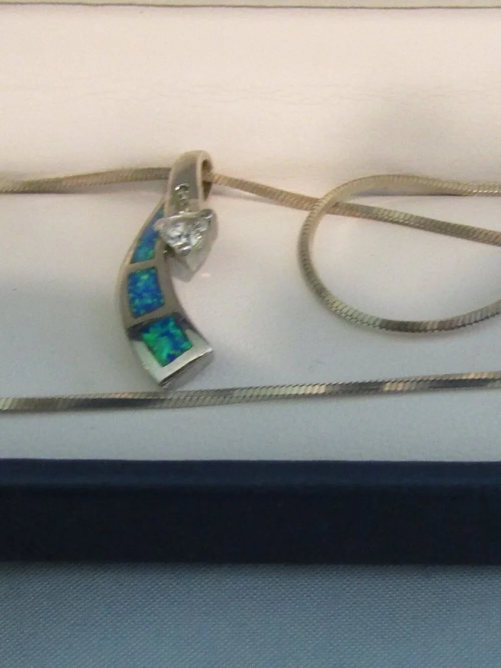 NIB SOLOMON'S MINES 925 Sterling Silver Italy Blues OPAL & CZ Stone 20
